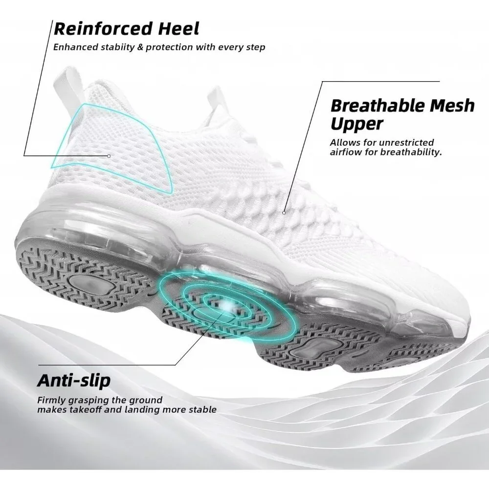Men's White Running Shoes Fashion Casual Walking Tennis Sneakers Trail Sport Gym